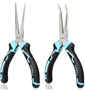 SHALL 6" Mini Needle Nose Pliers Set, 2PCS Long Nose Pliers &amp; Bent Nose Pliers with Comfort Grip ...