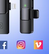 SmaFun Mini Microphone for iPhone/Android/Camera 3 in 1 Wireless Lavalier Mic with Noise Cancella...