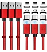 Magnetic Charging Cable 3A Fast Charging (3 Pack,3.3/6.6/6.6ft) 3 in 1 Magnetic Phone Charger Cab...