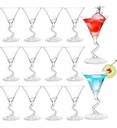 Youeon 18 Pack 5 Oz Plastic Martini Glasses with Twisted Stem, Shatterproof Cocktail Glass, Light...