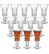 Youeon 12 Pack 1.2 Oz Shot Glasses Set, Fancy Shot Glasses with Stem, Clear Cordial Glasses, Mini...