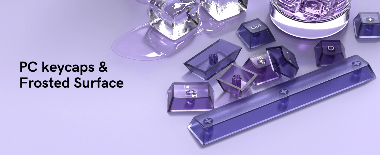 Gradient Purple Frosted keycaps,Translucent Jelly Key caps Set,Shine Through Key caps,Cherry Profile