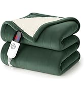 Electric Heated Throw Blanket Sherpa 50"x60" Green Machine Washable 6 Heat Settings 4 Hours Auto ...