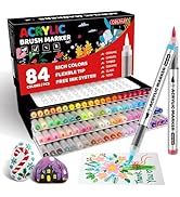 84 Colors Acrylic Paint Markers, Soft Brush Tip Paint Pens and Paint Markers, Acrylic Paint Pens ...