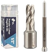 Tech Hyren 1-Piece 1/2 Annular Cutter, 3/4" Weldon Shank Magnetic Drill Bit, 1" Cutting Depth M2 ...