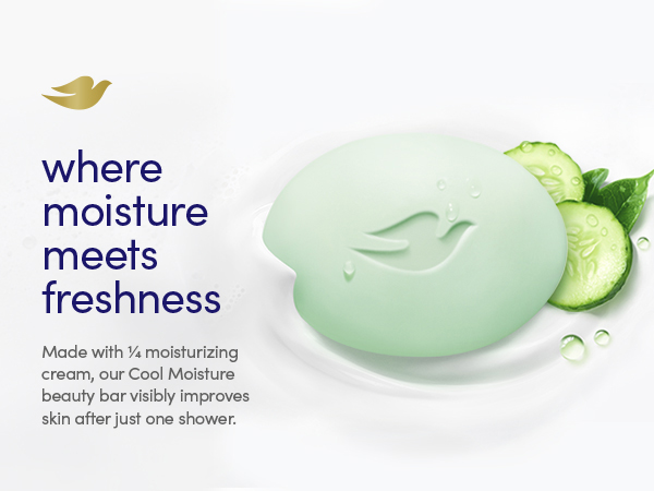 Beauty bar on a creamy texture background with hydration benefit messaging