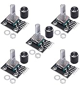Taiss / 5Pcs KY-040 Rotary Encoder Module with 15×16.5 mm with Knobs Cap