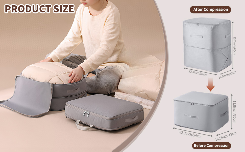 stackable blanket compression container for closet shelf