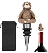 LULLEA Yoga Sloth Wine Stopper – Funny Sloth Gifts for Women &amp; Men – Colourful Champagne Saver wi...