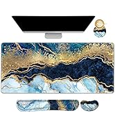 ArtSo Large Gaming Mouse Pad, Keyboard Wrist Rest Pad &amp; Wrist Support Mousepad Set, Stitched Edge...