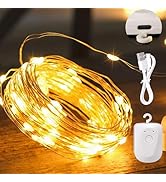 DomeStar 2 Pack String Lights, LED Battery Operated Fairy Lights Rechargeable for Bedroom Photo W...