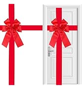gisgfim Christmas Cabinet Big Bows Large Door Lace Christmas Tree Bow Ribbon Red Bow Holiday Deco...