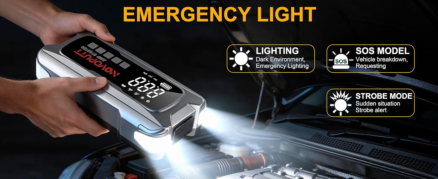 This power bank car jump starter with 400 lumen LED flashlight, it&amp;#39;s an essential emergency device