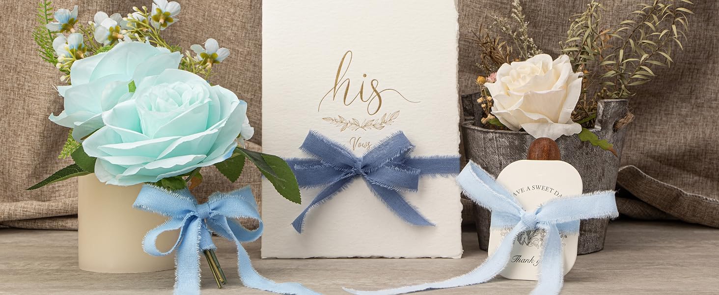 5/8 dusty blue cotton frayed ribbon ??