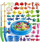 CozyBomB Magnetic Fishing Toys Game Set for Kids | Water Table Bathtub Kiddie Pool Party Pole Ro...