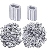 Twidec/200PCS Aluminum Crimping Loop Sleeve 1/16" 1/8" Wire Rope Sleeve Cable Crimp Ferrules for ...