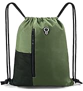 Drawstring Backpack Sports Gym Bag for Women Men Children Large Size with Zipper and Water Bottle...