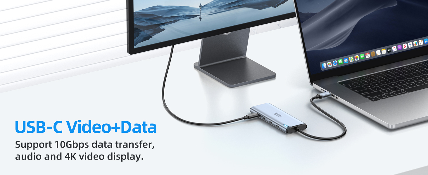 USB C Video Hub USB C to USB C Hub Dual Monitor USB C Splitter with 4K@60Hz Video Output