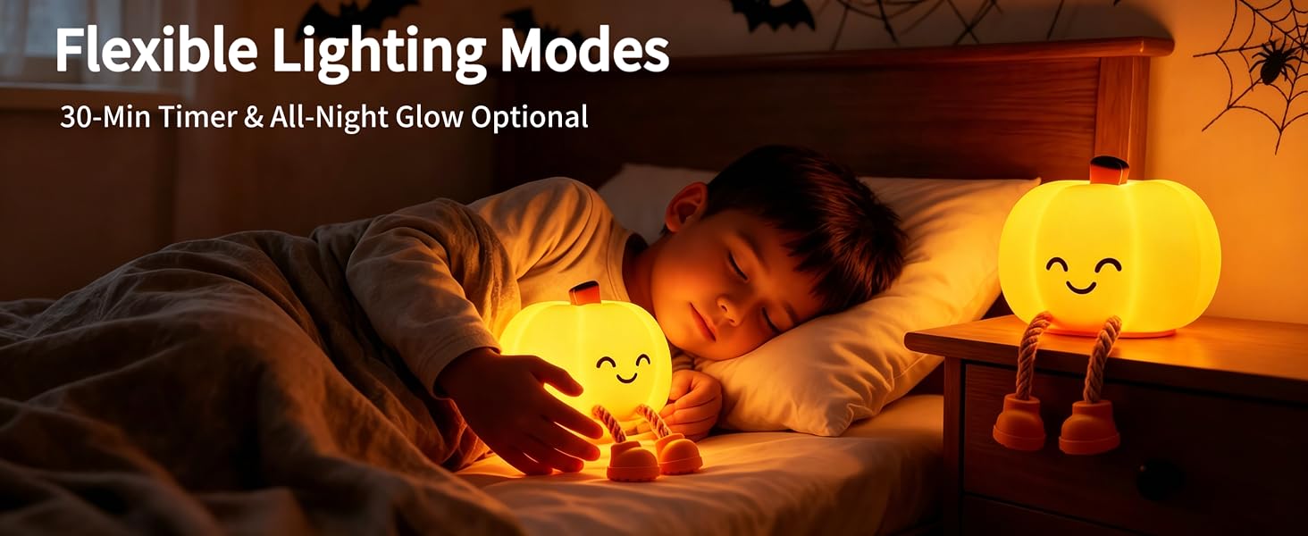Pumpkin Night Light with a 30-Minute Timer