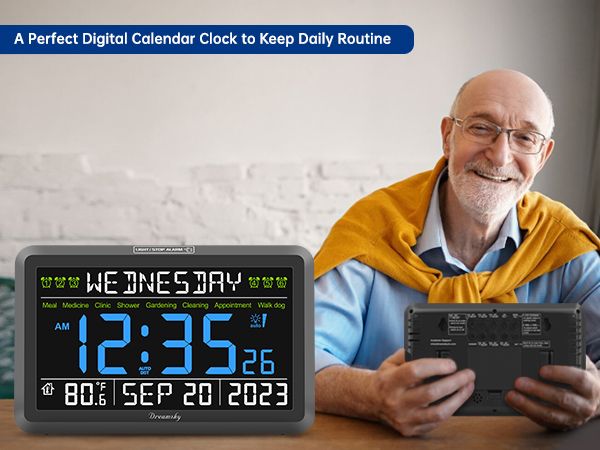 digital clock with date and day of week