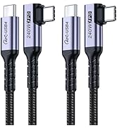 SUMPK USB4 Cable 3.3FT 2 Packs, 240W USB C to USB C Cable Right Angle, 40 Gbps High Speed Data, S...