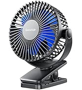 Gaiatop Portable Clip on Fan Battery Operated, Small Powerful USB Desk Fan, 3 Speed Quiet Recharg...