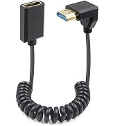 Duttek 8K Coiled HDMI Extension Cable, Down Angled 90 Degree HDMI Male to Female Coiled Cable 48G...