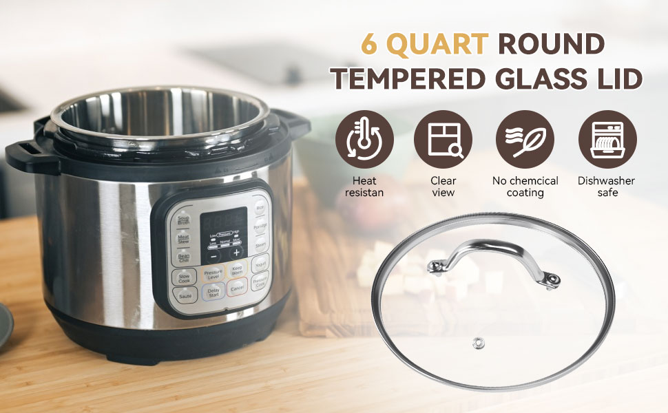 9.1 Inch 6 Quart Tempered Glass Lid for Instant Pot