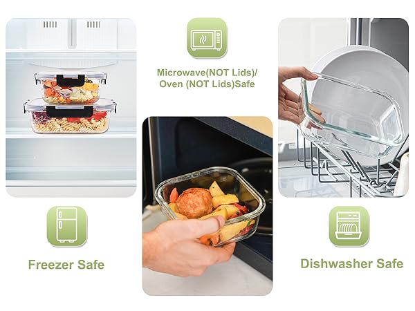 8 Pack 5-35oz Glass Food Storage Containers with Lids