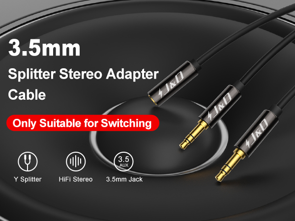 3.5mm splitter, aux splitter 1 in 2 out, headphone splitter, audio splitter