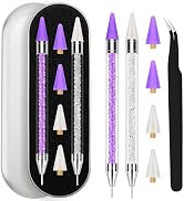 Rhinestone Picker Tool, 2 Rhinestone Dotting Tool Dual-Ended Wax Pen with 4PCS Replaceable Wax Ti...
