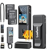 Losfom 4K Body Camera with Audio, Z13 Compact Police Body Cam with 2 Batteries &amp; Dock, 6 IR Night...