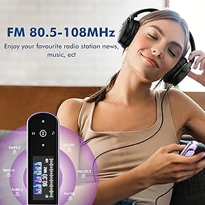 portable music player with FM radio walkman mp3 player USB stick Bluetooth shuffle repeat equalizer