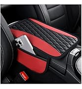 IHOTDER Patchwork Leather Center Console Covers for Cars,Upgraded Arm Rest Cover for Car with Sid...