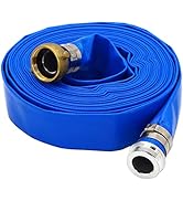 DAVCO 1.5" ID × 50 ft Pool Backwash Hose, Heavy Duty Reinforced Blue PVC Lay Flat Water Discharge...