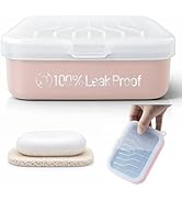 Leakproof Silicone Travel Soap Case: Compact Portable Bar Soap Case with Drainage Layer &amp; Upgrade...