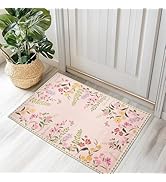 Mightree Pink Floral Area Rug 2x3 - Washable &amp; Ultra Soft for Entrance, Living Room, Bedroom, Bed...