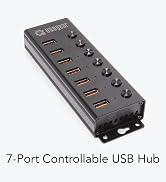 Usbgear 7-Port USB 3.2 Gen 2 Hub - 10Gbps, Individual Power Switches, and Mountable Design for Wo...