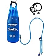 ShuRex Gravity Fed Water Filtration System with Adjustable Tree Strap, 1.5 Gal Large Gravity Bag ...
