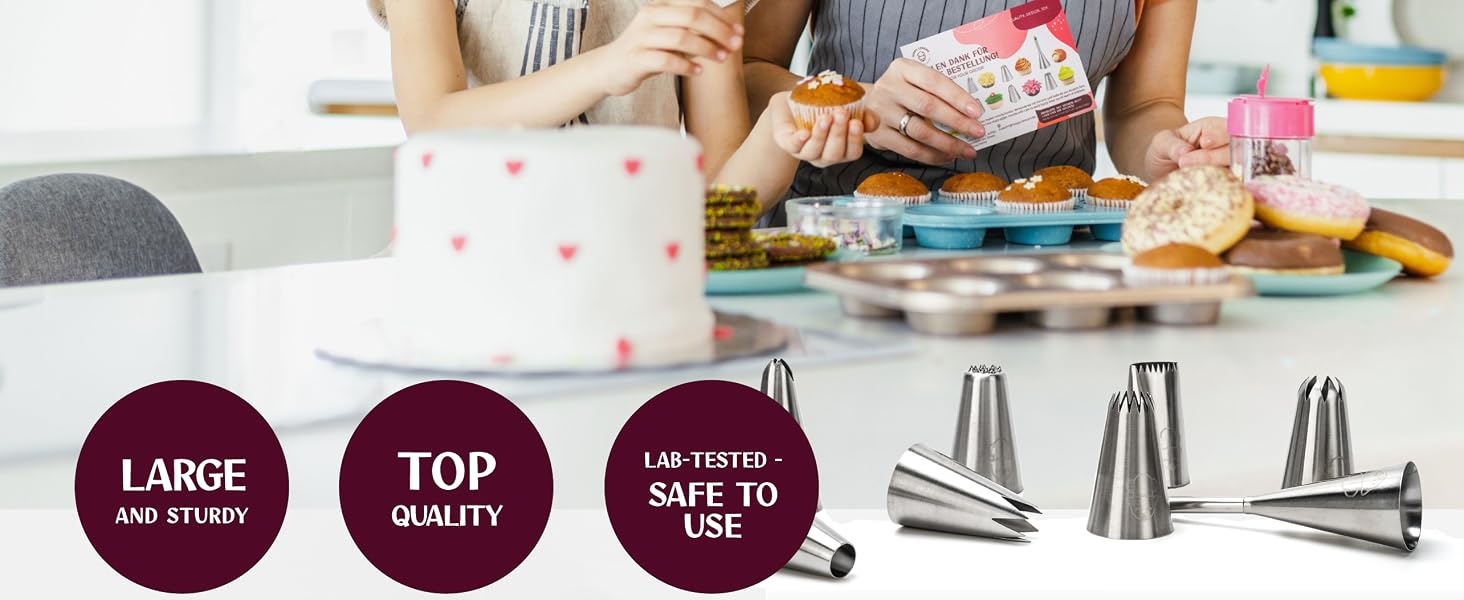 piping tips and bags set pastry bag baking decorating woman mother daughter kitchen