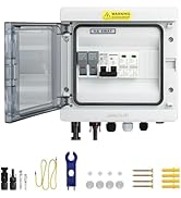 1 in 1 Out Solar Combiner Box,PV Combiner Box with 20A PV Fuse,DC 20A Circuit Breaker and Surge P...