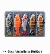 EXAURAFELIS 5 PCS Multi Jointed Swimbaits Fishing Lures for Bass Trout Perch Slow Sinking Lifelik...