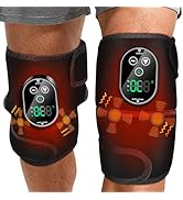 Cordless 2 Pack Knee Massager for Pain Relief, Knee Heating Pad with Massager, Knee Wraps for Joi...