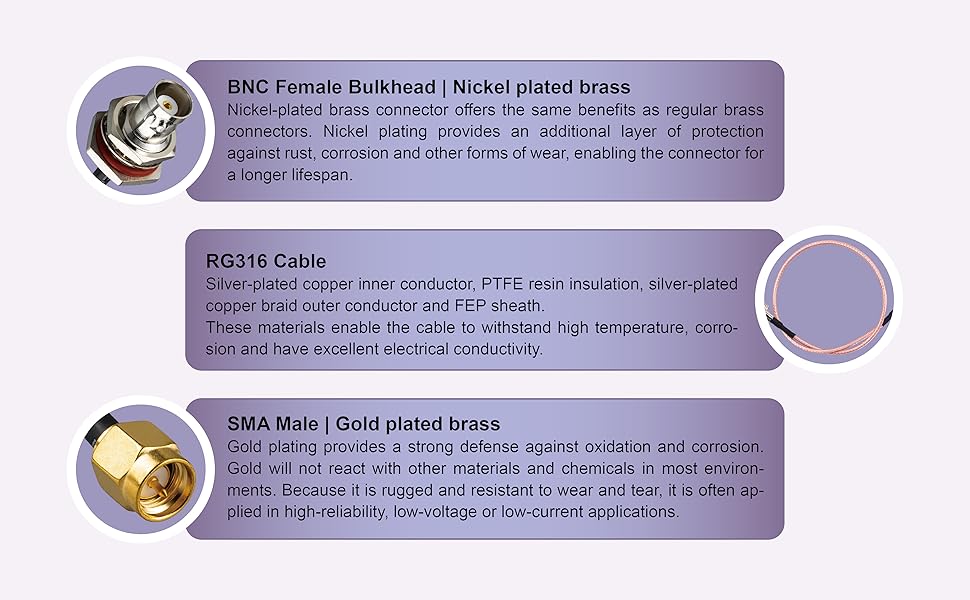 6inch bnc extension cable BNC Female Bulkhead to SMA Male Connector bnc female cable connector