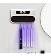 Smart Toothbrush Holder, Wall Mounted Toothbrush Holder with Cleaning &amp; Drying, 4 Toothbrush Slot...