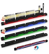 ELEAD 4PCS Magnetic Slidable Drill Bit Holder, 160 Holes Bit Storage with Strong Magnetic Rail, S...