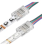 RGBZONE 25Pcs 4 Pin 8mm LED Strip Connectors Gapless Solderless LED Strip to Wire Quick Connectio...