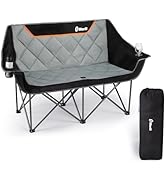 EMERIT Oversized Double Duo Camping Chair Folding Camping Loveseat 2 Person Camping Couch Heavy D...