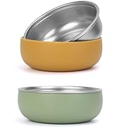 ShineMe Baby Bowls 2 Pack, Stainless Steel Bowls for Kids with Detachable Thick Colored Silicone ...
