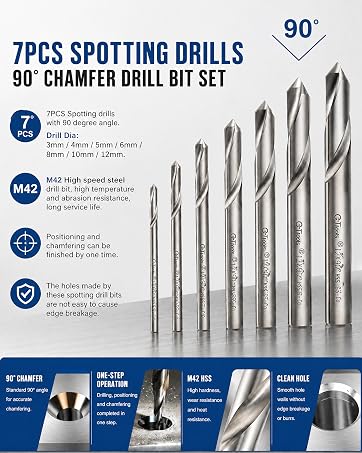7PCS Spotting drills with 90 degree angle